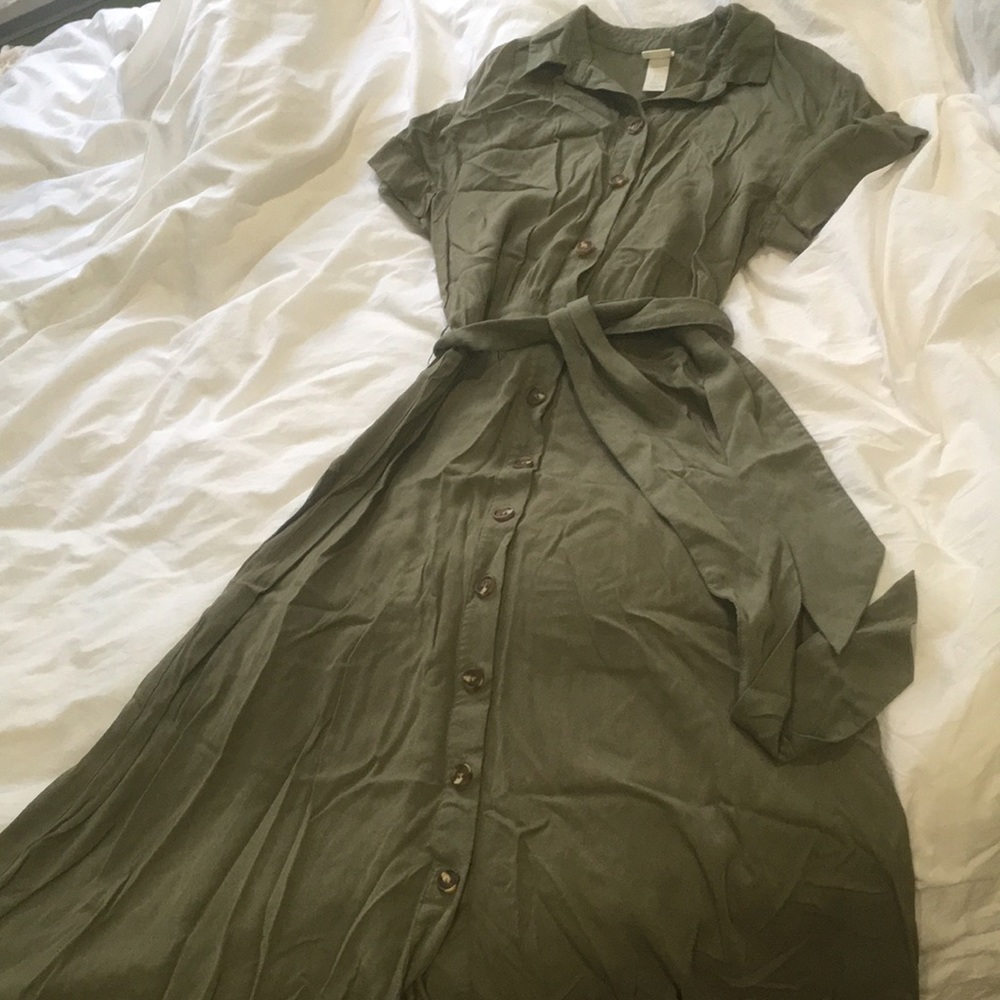 Olive green midi dress